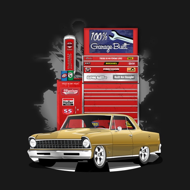 1967 Granada Gold Chevrolet Nova Garage Built Print by RPM-ART