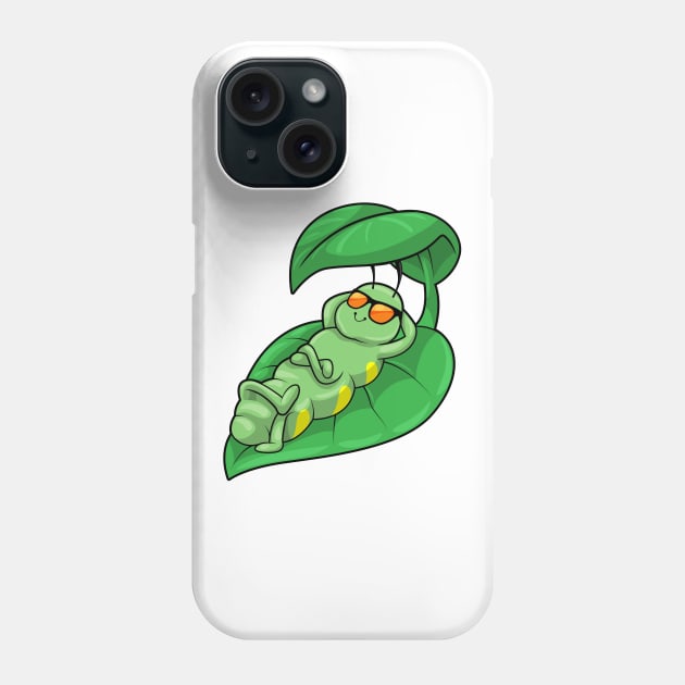 Caterpillar with Leaf Phone Case by Markus Schnabel