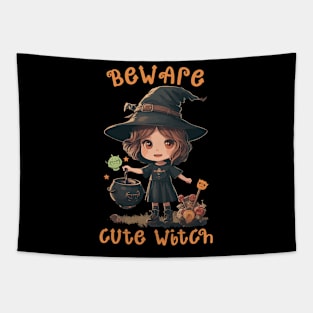Beware Cute Witch Tapestry