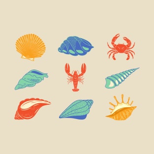 Marine Life Staples Collection: Seashells, Crustaceans, and more crustaceancore! T-Shirt