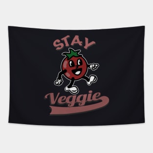 Stay Veggie Tomato retro Cartoon Tapestry