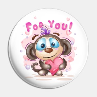 Cute Monkey with a Heart. Pin