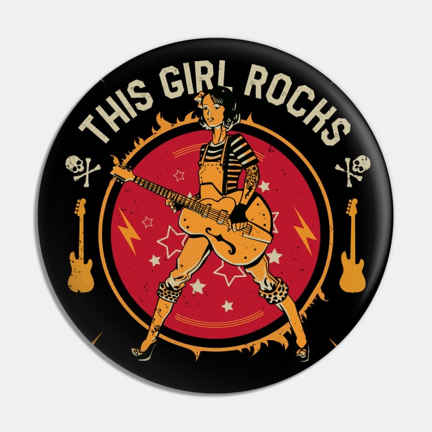 This Girl Rocks // Rocker Chick // Rock n Roll Grunge Graphic Pin by SLAG_Creative