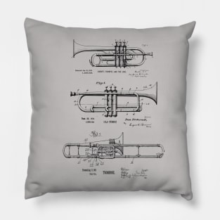 Jazz Trumpet, Cornet, Trombone Vintage Blueprints Pillow