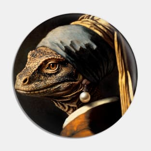 Wildlife Conservation - Pearl Earring Komodo Dragon Meme Pin