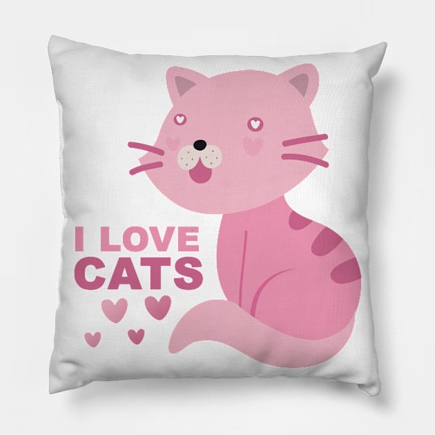 i love cats / cats masks and T Shirt for cats lovers Pillow by FoolDesign