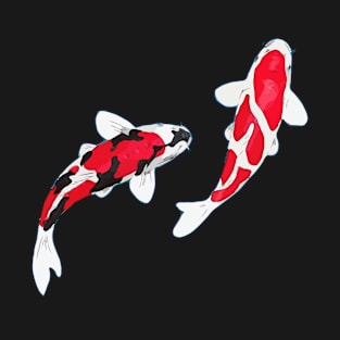 Koi Fish | Kuhaku Showa Sanke | Koi Fish Design | Black Background T-Shirt