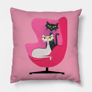 Mid Century Atomic Cats in Pink Chair Pillow