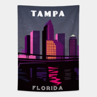 Tampa, Florida, USA.Retro travel poster Tapestry