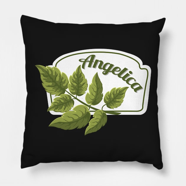 Angelica Spice Label - Angelica Herb Label Pillow by Thor