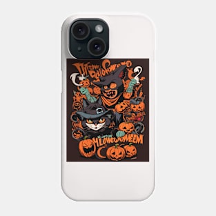 Graffiti Pumpkin Cat T-shirt Phone Case