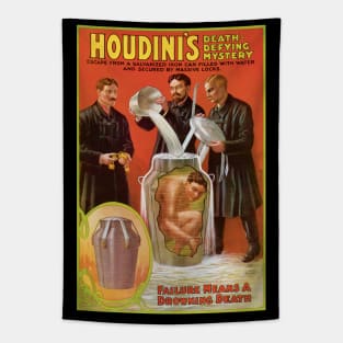 Vintage Magic Poster Art, Harry Houdini Tapestry