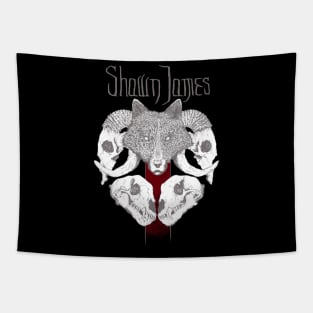 Shawn James Wolf Skull Tapestry