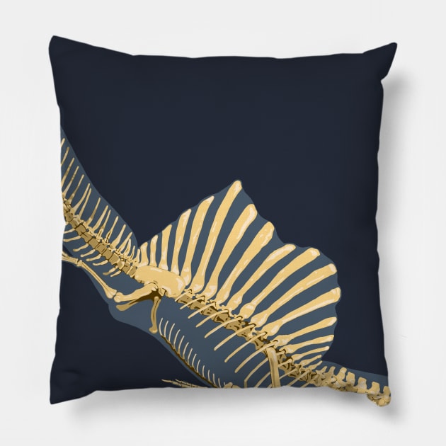 Spinosaurus Aegyptiacus (skeleton and silhouette diving) Pillow by NikSwiftDraws