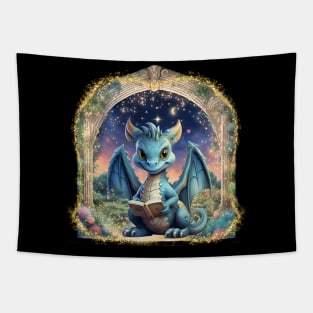 Baby Dragon with Book Tapestry