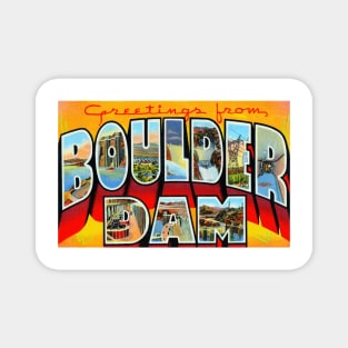 Greetings from Boulder Dam - Vintage Large Letter Postcard Magnet