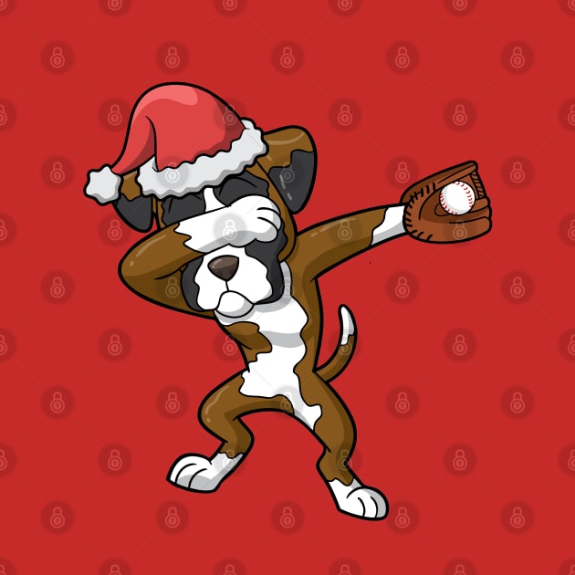 Boxer Dog Santa Claus Baseball by E