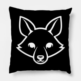 Fox Black and White Minimalist Pictogram - White Pillow