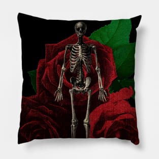 Human anatomy and roses: skeleton Pillow