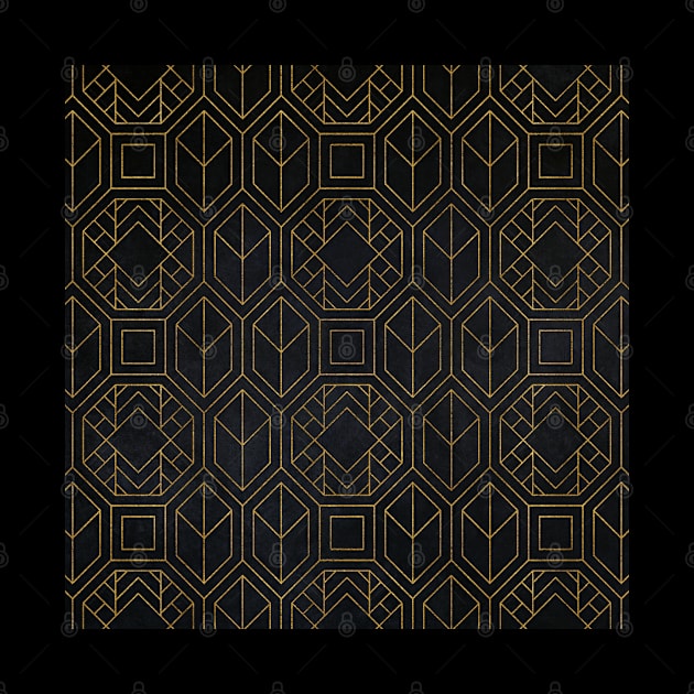 Charcoal Black and Gold Art Deco Pattern by Ambience Art