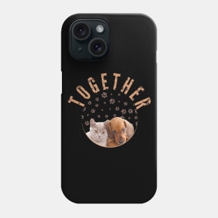 Adorable Dog and Cat Friends Love Together Phone Case