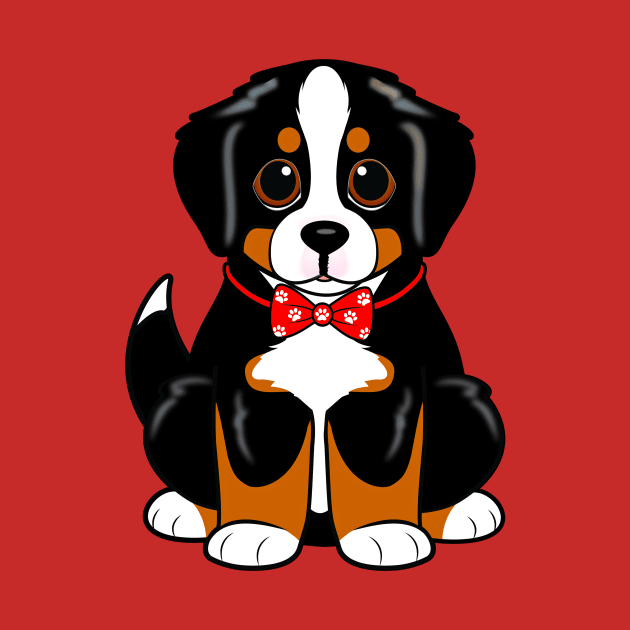 Cute Bernese Mountain Dog Puppy in a Bowtie by PenguinCornerStore