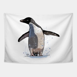 adelie penguin splashing about :o) Tapestry