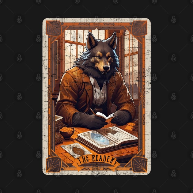 The Reader Retro Werewolf Halloween Tarot Card by DanielLiamGill