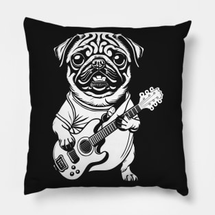 Rockstar Pug darkcolor Pillow