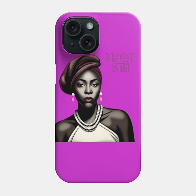 Brown Skin Burgundy Cap & Lippy Beauty Phone Case by Brown Skin Garms By Urmajes-Tees 