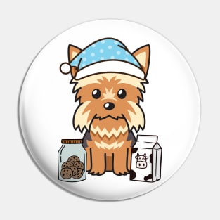 Funny yorkshire terrier is having a midnight snack Pin