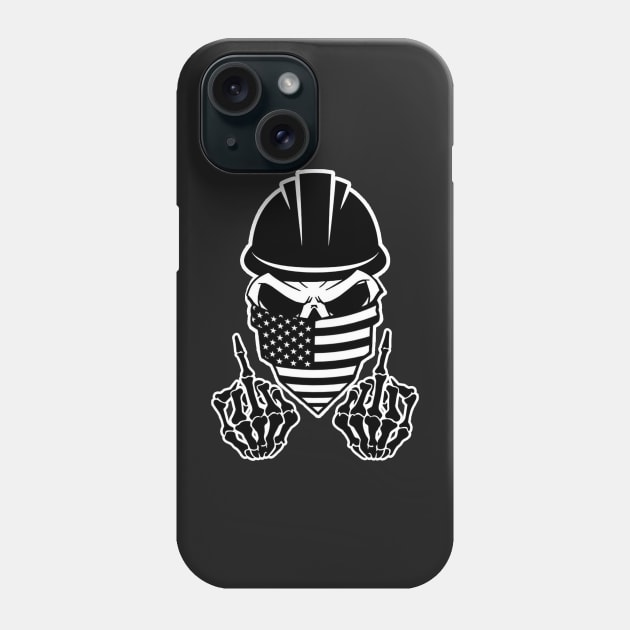 Skull Hardhat Middle Finger Phone Case by  The best hard hat stickers 