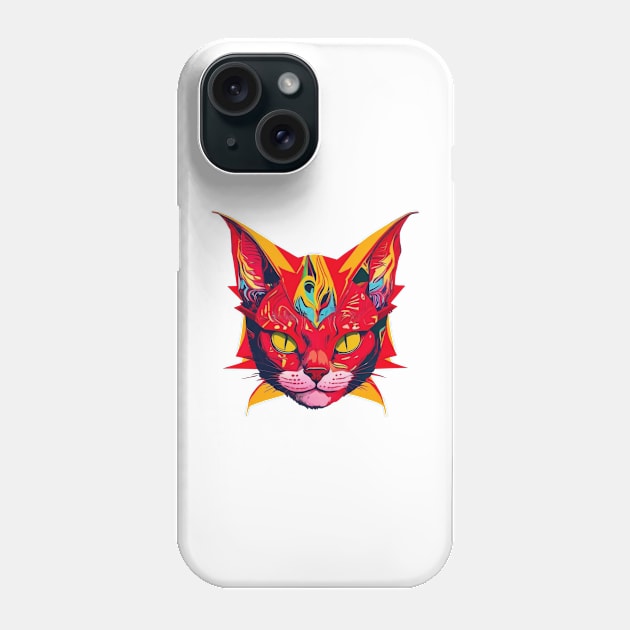 Funky Pop Art Cat Head Phone Case by FunkyColorShop