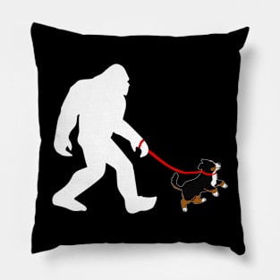 Bigfoot Walking Bernese Mountain Dogs Tee for Dog Devotees Pillow