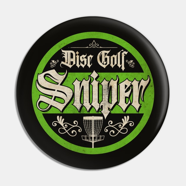 Vintage Green Disc Golf Sniper Pin by CTShirts