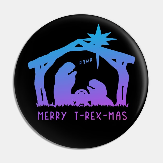 Christmas Cheer: Merry T-Rex-Mas (blue-purple text) Pin by Ofeefee