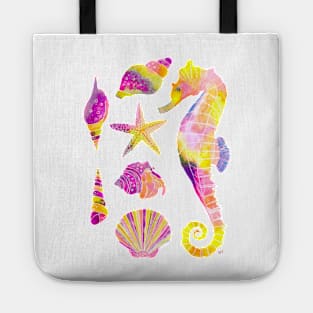 Watercolor Under the Sea Pattern - Retro Purple Tote