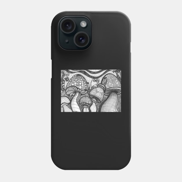 Color me Mushrooms coloring page Phone Case by Nathalodi