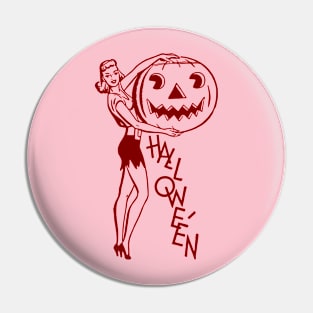 Happy Halloween Young Lady & Pumpkin Pin