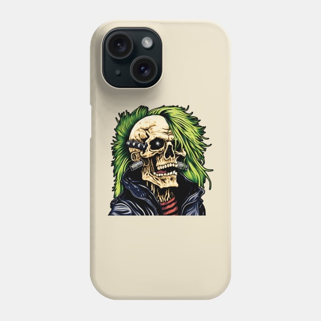 Punk Rocker Skeleton (for color background) Phone Case by JDTee