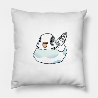 Fat budgie - pied blue Pillow