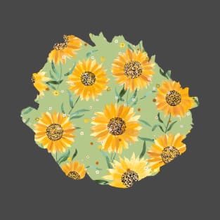 Summer Sunflowers Green T-Shirt