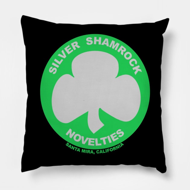 Silver Shamrock Novelties Pillow by AngryMongoAff