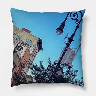 Manhattan Ludlow Street Lamp Graffiti NYC Pillow