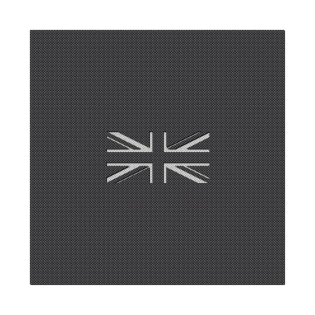 UK Flag Union Jack in Carbon Fiber White on Black by podartist