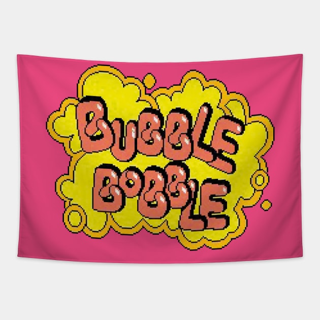 Bubble Bobble Logo Tapestry by GraphicGibbon