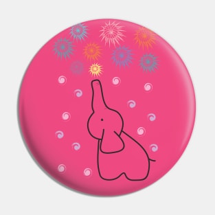 Little elephant launching fireworks with its trunk. Pin