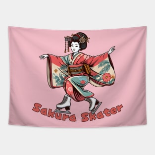 Ice skating geisha Tapestry