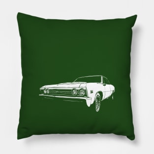 1967 Chevy Chevelle - stylized white on dark background Pillow