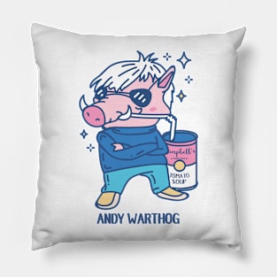 Andy Warthog funny Artist Animal pun Pillow